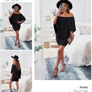 Elegant Black Off-Shoulder Dress – Women’s Size L, Cocktail/Evening Style